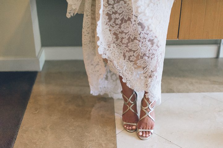 Bride's shoes at the Sonesta Bayfront Hotel in Coconut Grove, Miami. Captured by Miami wedding photographer Ben Lau.