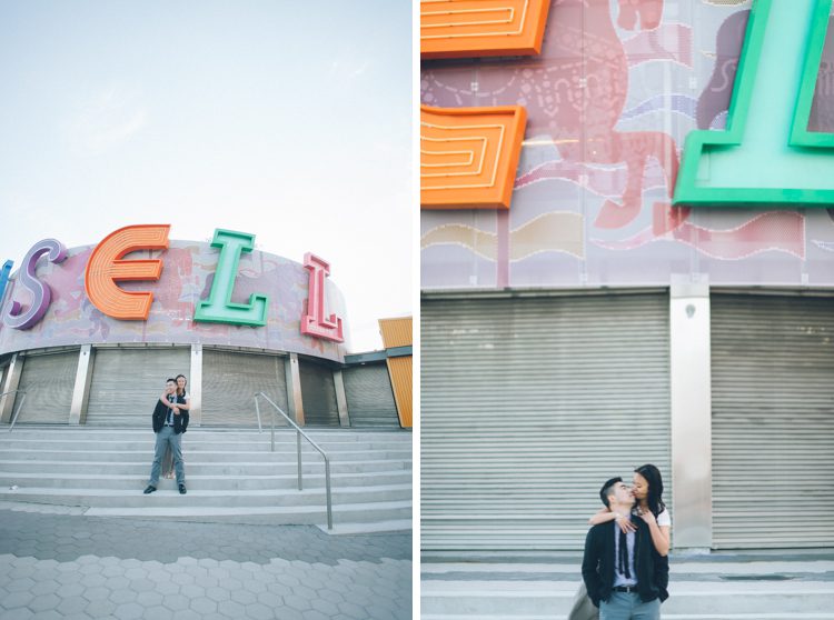 Yilan & Han's engagement session in Coney Island. Captured by Brooklyn Wedding Photographer Ben Lau.