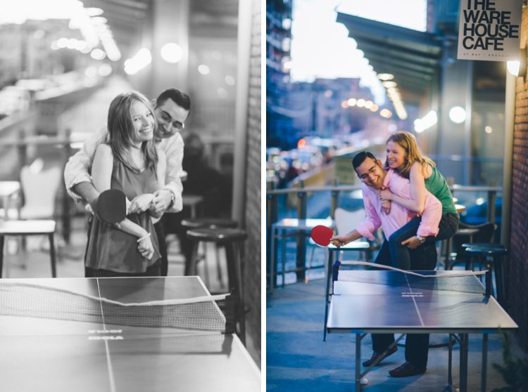 Coffee shop engagement session in Jersey City. Captured by Northern NJ wedding photographer Ben Lau.