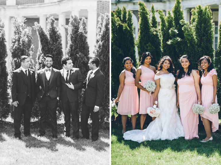 Bridal party photo for a NYIT de Seversky Mansion wedding in Old Westbury, NY. Captured by Long Island Wedding Photographer Ben Lau.