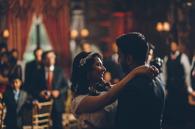 First dance during a wedding reception at NYIT de Seversky Mansion in Old Westbury, NY. Captured by Long Island Wedding Photographer Ben Lau.