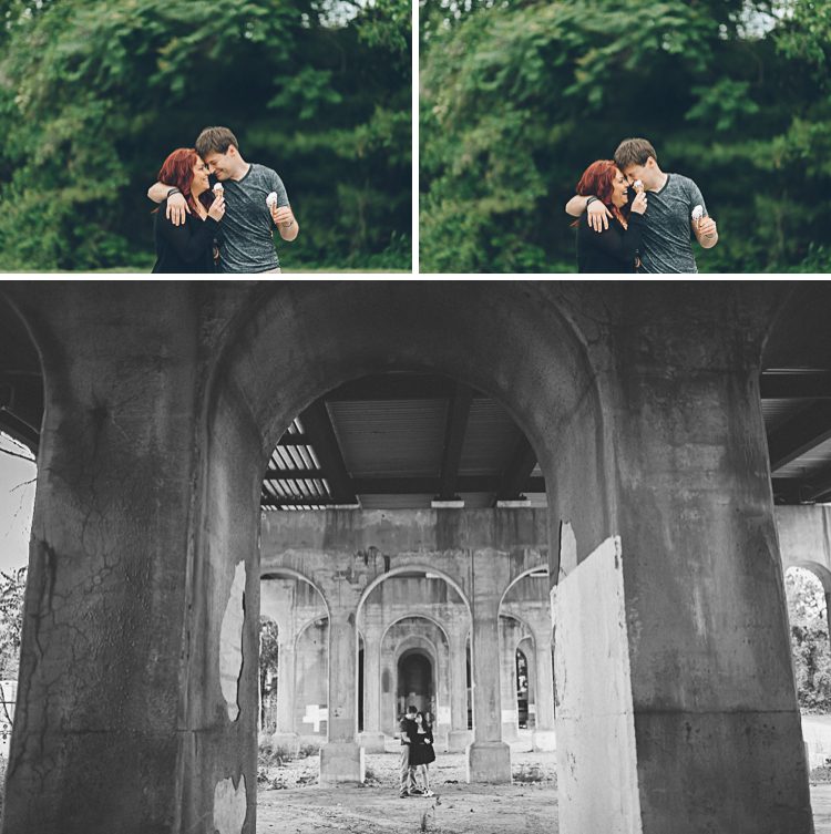 Alina & Yuriy share an ice cream during their engagement session in Baltimore with NJ wedding photographer Ben Lau.