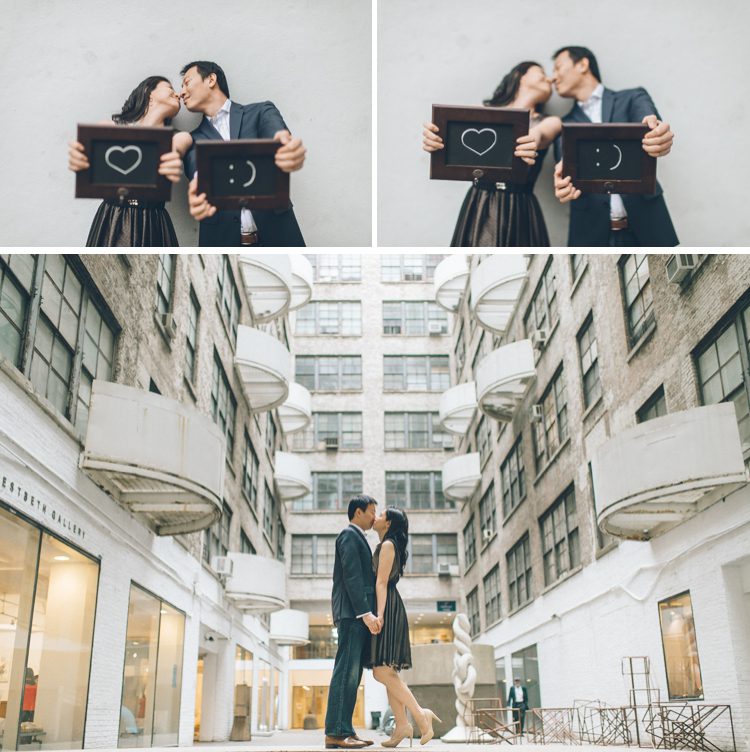 Fun engagement session with props in the West Village in NYC. Captured by NYC wedding photographer Ben Lau.