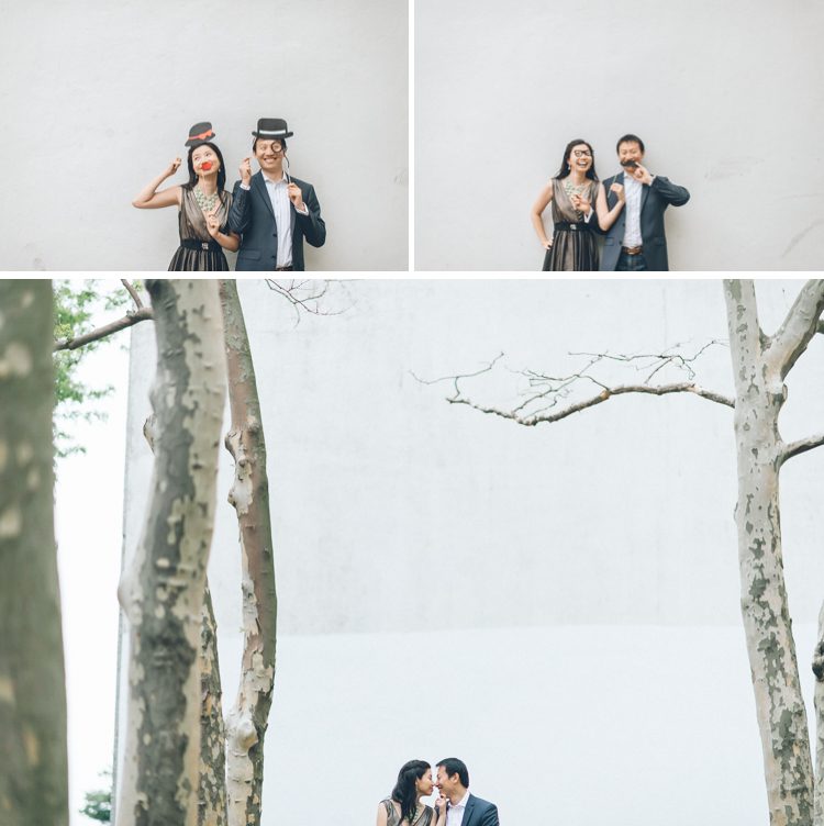 Fun engagement session with props in the West Village in NYC. Captured by NYC wedding photographer Ben Lau.