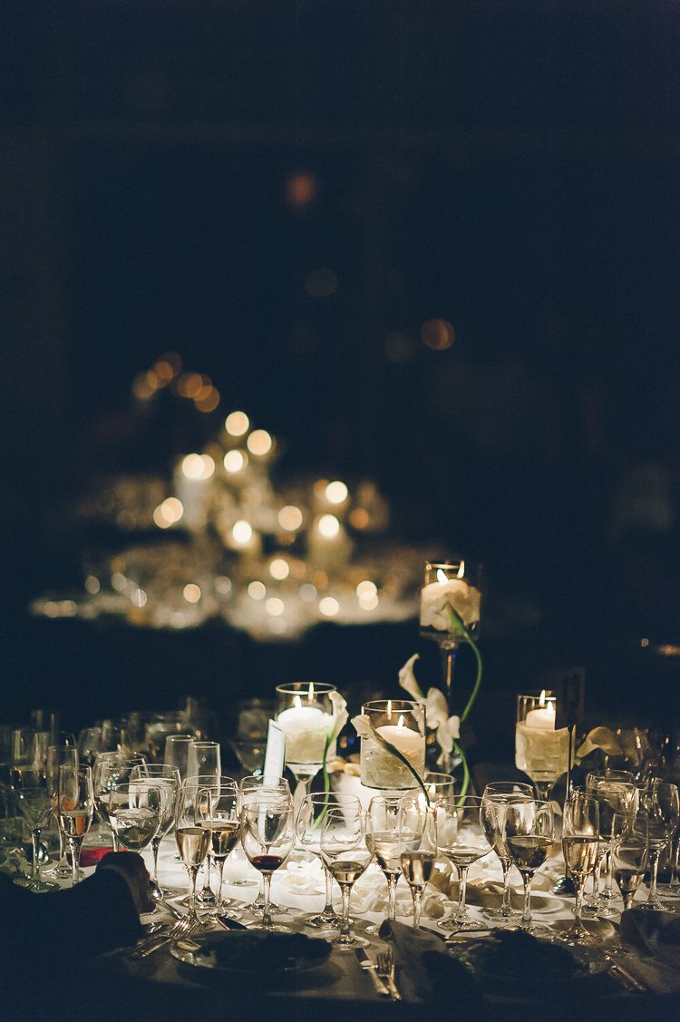Wedding reception details at Pier 60 & The Lighthouse. Captured by NYC wedding photographer Ben Lau.