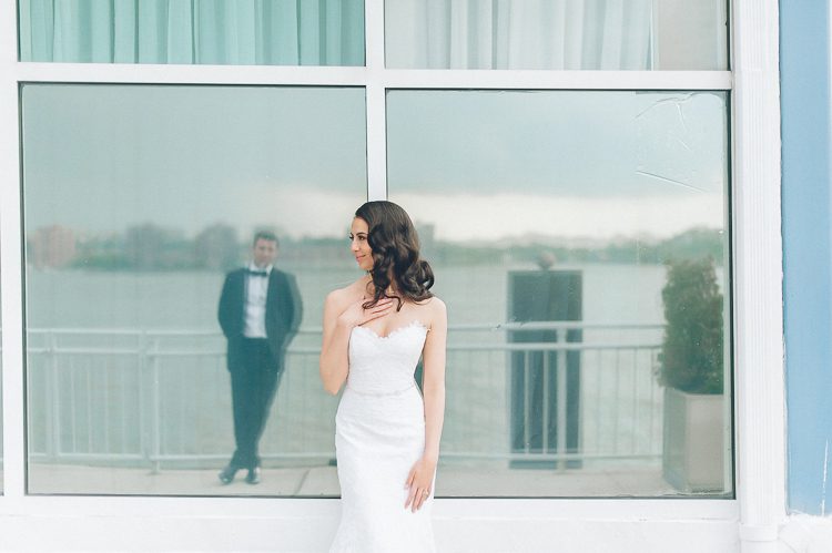 Bride and groom wedding photos at Pier 60 & The Lighthouse. Captured by NYC wedding photographer Ben Lau.