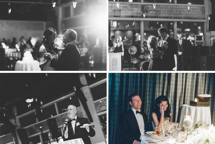 Toasts during a wedding at Pier 60 & The Lighthouse. Captured by NYC wedding photographer Ben Lau.