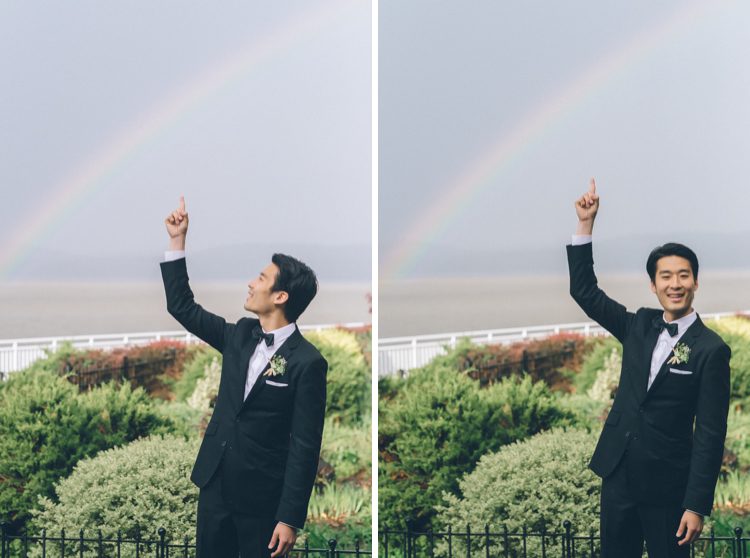 Rainbow on a wedding day in Piermont, NY. Captured by Northern NJ wedding photographer Ben Lau.