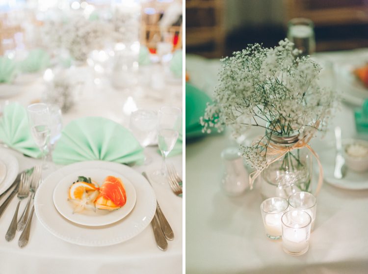 Table settings for a wedding in Piermont, NY. Captured by Northern NJ wedding photographer Ben Lau.