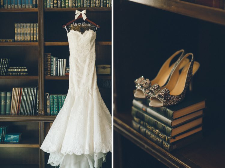 Dress and shoes for Alison's wedding at The Palace at Somerset Park. Captured by Northern NJ wedding photographer Ben Lau.
