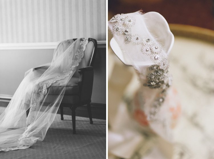 Bride's dress and veil at The Palace at Somerset Park. Captured by Northern NJ wedding photographer Ben Lau.