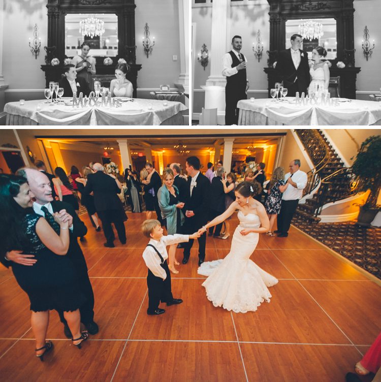 Wedding toasts and dancing at The Palace at Somerset Park. Captured by Northern NJ wedding photographer Ben Lau.