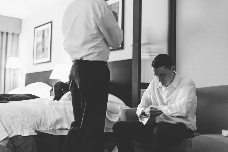 Groom preps for his wedding day at The Palace at Somerset Park. Captured by Northern NJ wedding photographer Ben Lau.