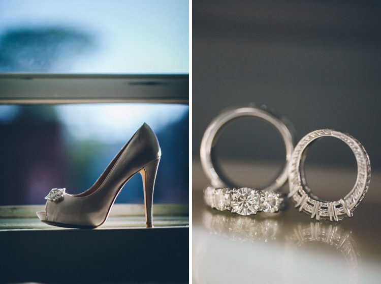 Wedding rings and wedding shoes. Captured by NYC wedding photographer Ben Lau.