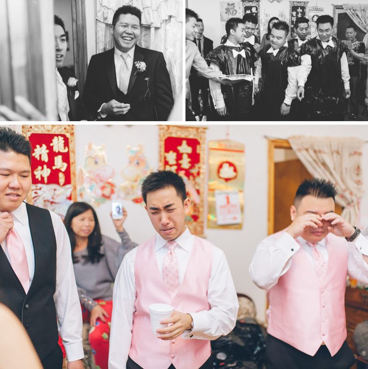 Chinese wedding door games in Brooklyn. Captured by NYC wedding photographer Ben Lau.