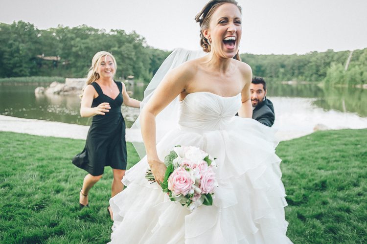 Bride is happy to see photographer.