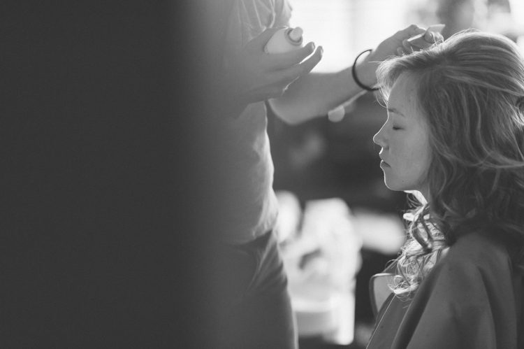 Bride gets ready for her wedding in Morristown, NJ. Captured by NJ wedding photographer Ben Lau.