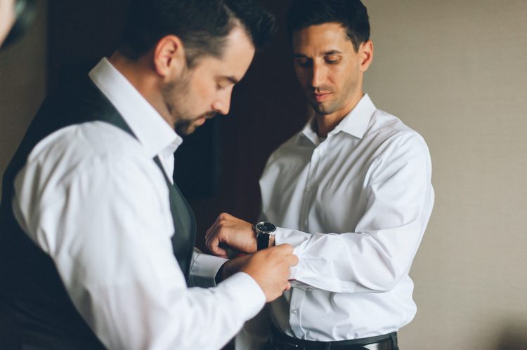Groom gets ready for his wedding in Morristown, NJ. Captured by NJ wedding photographer Ben Lau.