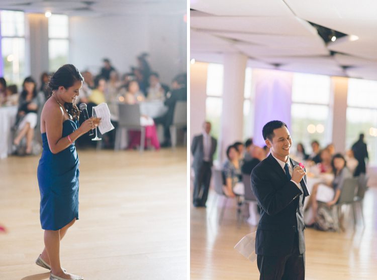 Toasts during a Maritime Parc wedding in Jersey City, NJ. Captured by NYC wedding photographer Ben Lau.