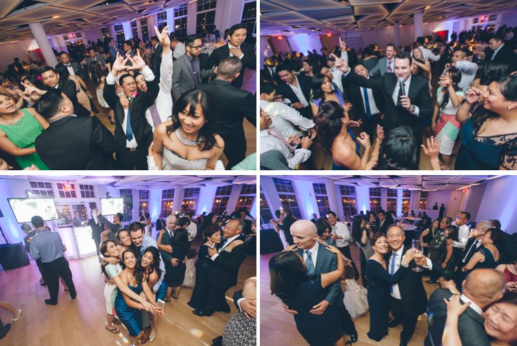 Guests dancing during a wedding reception at Maritime Parc. Captured by Jersey City wedding photographer Ben Lau.