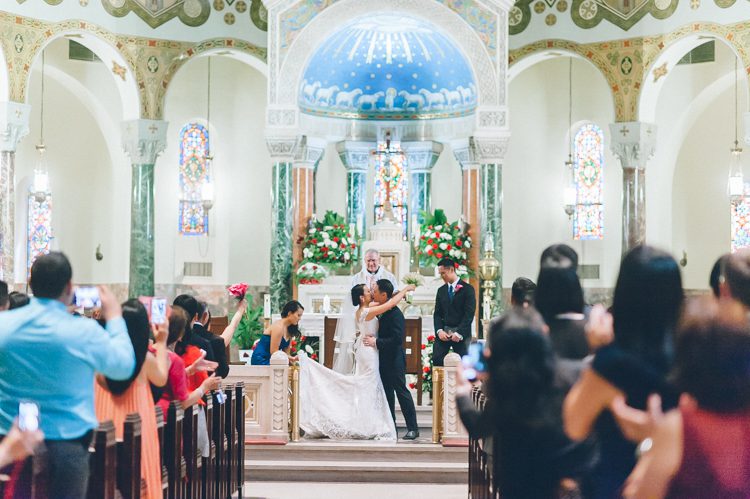 Wedding ceremony at St. Aedan's church in jersey City. Captured by NYC wedding photographer Ben Lau.