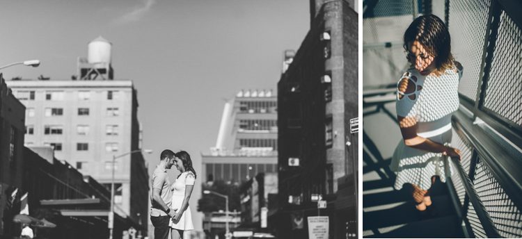 Romantic engagement session in the Meatpacking District. Captured by NYC wedding photographer Ben Lau.