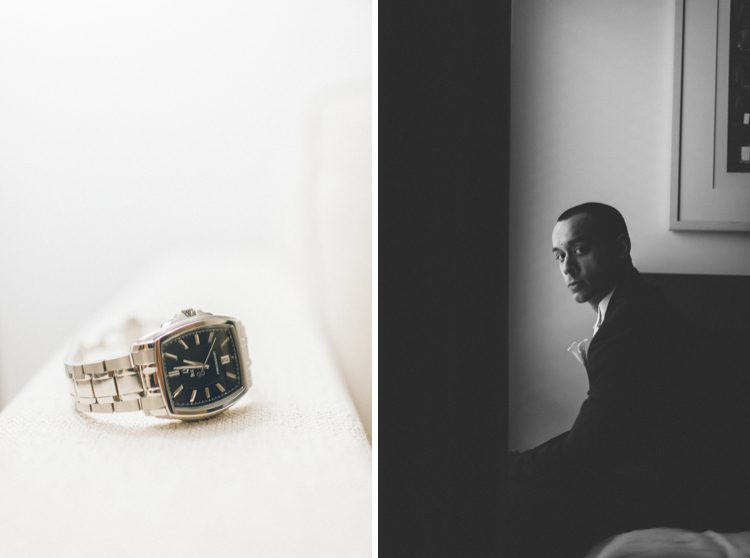 Groom prep at the Conrad hotel in NYC. Captured by NYC wedding photographer Ben Lau.