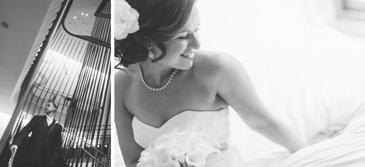 Bride smiles during her portraits at the Conrad hotel in NYC. Captured by NYC wedding photographer Ben Lau.