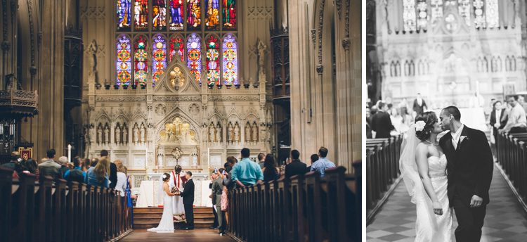 Wedding ceremony at the Trinity Church in NYC. Captured by NYC wedding photographer Ben Lau.