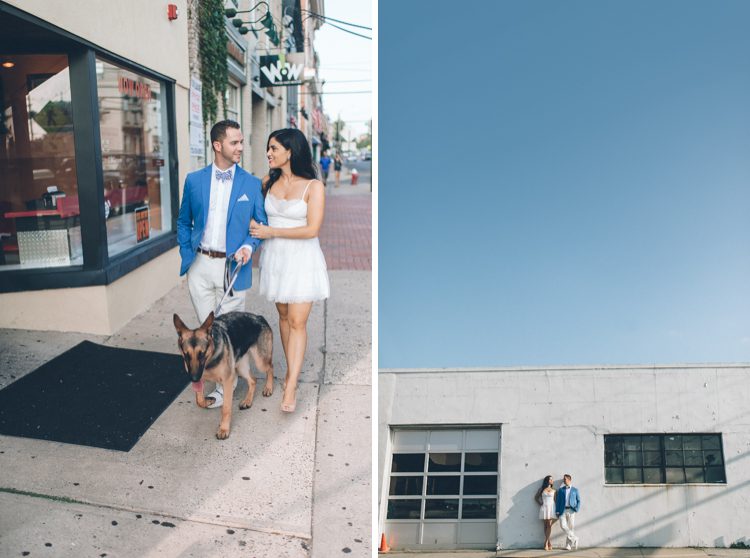 Sunset engagement session in Red Bank, NJ. Captured by NJ wedding photographer Ben Lau.