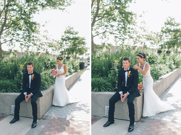 Bride and Groom's first look at Liberty State Park. Captured by awesome NJ wedding photographer Ben Lau.
