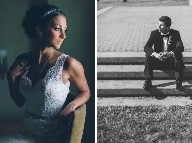 Bride and groom solo portraits on the morning of their Liberty House wedding in Jersey City, NJ. Captured by awesome NJ wedding photographer Ben Lau.