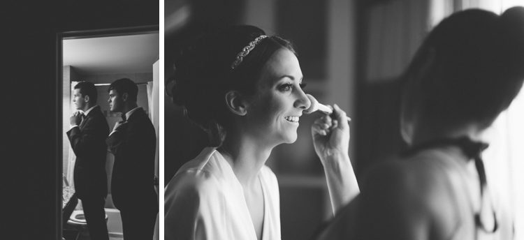 Bride preps on the morning of her Liberty House wedding in Jersey City, NJ. Captured by awesome NJ wedding photographer Ben Lau.