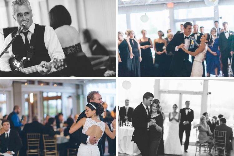Guests dance during a wedding reception at the LIberty House in Jersey City, NJ. Captured by awesome NJ wedding photographer Ben Lau.