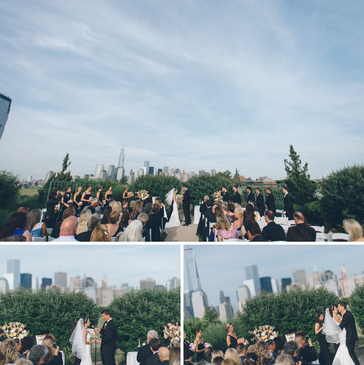 Wedding ceremony at the LIberty House in Jersey City, NJ. Captured by awesome NJ wedding photographer Ben Lau.