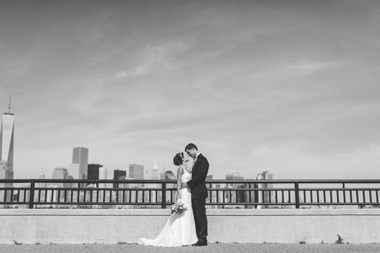 Bride and groom wedding photos at the Liberty House in Jersey City, NJ. Captured by awesome NJ wedding photographer Ben Lau.