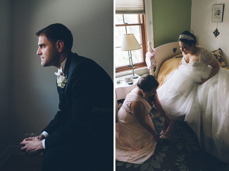 Solo portraits for a bride and groom on the morning of their wedding at the Inn at New Hyde Park. Captured by NYC wedding photographer Ben Lau.