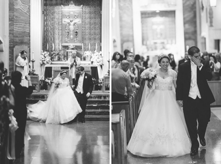 Bride and groom's wedding ceremony at St. Andrew Avellino Church in Flushing, NY. Captured by NYC wedding photographer Ben Lau.