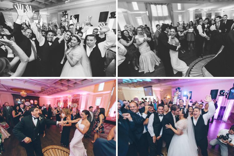 Guests dance during a wedding at the Inn at New Hyde Park. Captured by NYC wedding photographer Ben Lau.
