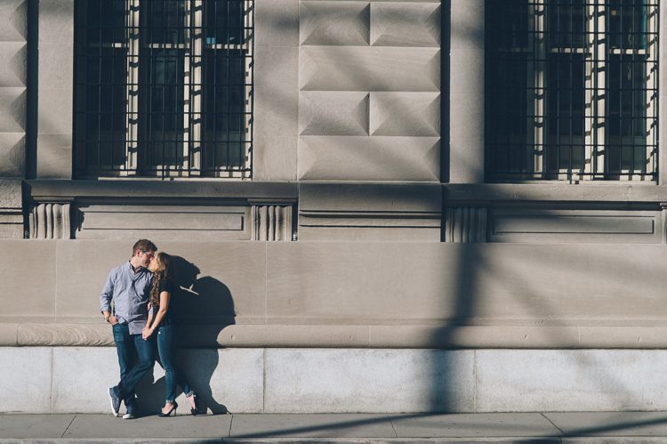 Financial District Engagement Session and DUMBO Engagement Session. Captured by NYC wedding photographer Ben Lau.