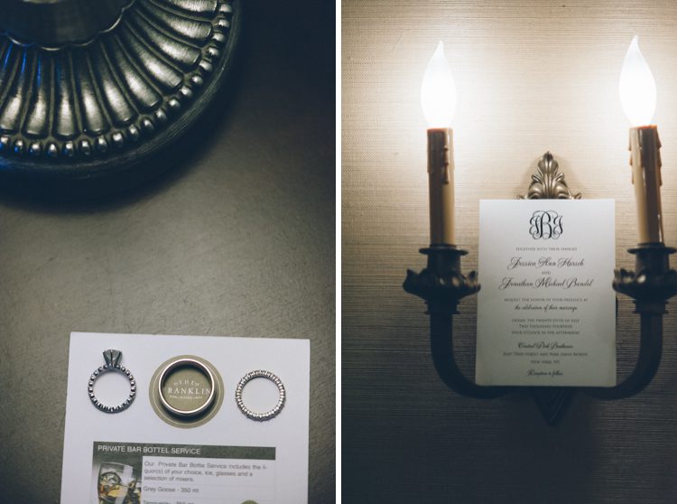 Stationery and ring shot for a wedding at the Central Park Boathouse. Captured by NYC wedding photographer Ben Lau.