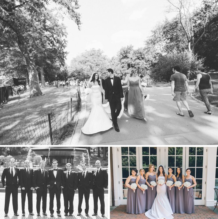Wedding party at the Central Park Boathouse. Captured by NYC wedding photographer Ben Lau.