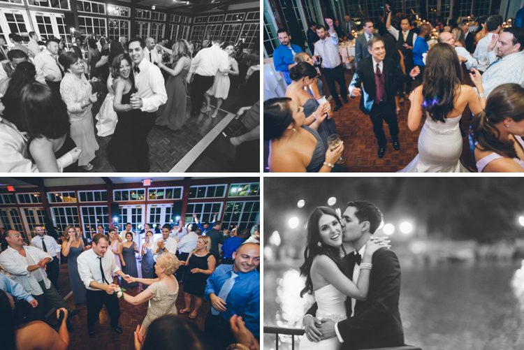 Guests dancing during a wedding reception at the Central Park Boathouse. Captured by NYC wedding photographer Ben Lau.