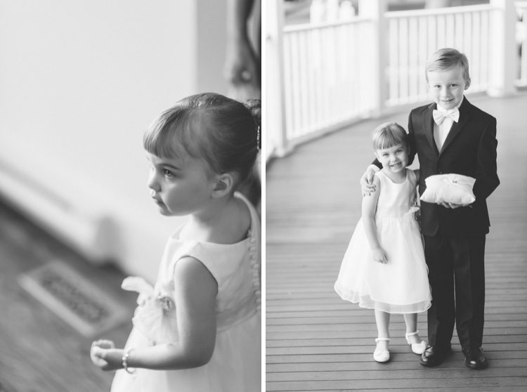 Flower girl and ring bearer on the morning of a wedding at The Mill in Spring Lake Heights. Captured by North Jersey wedding photographers at Ben Lau Photography.