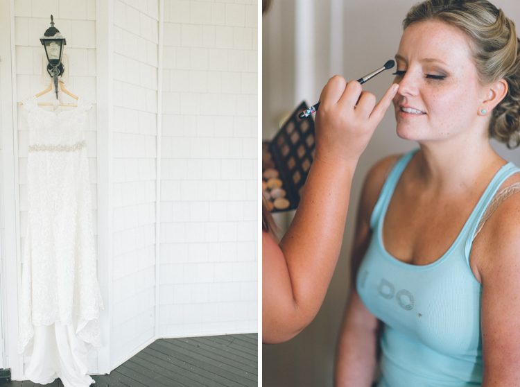Bride gets ready on the morning of a wedding at The Mill in Spring Lake Heights. Captured by North Jersey wedding photographers at Ben Lau Photography.