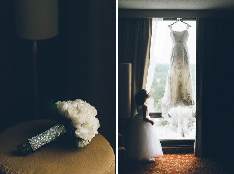 Flower girl and dress on the morning of Sonya & Godly's wedding at Lucien's Manor in Berlin, NJ. Captured by NJ wedding photographer Ben Lau.