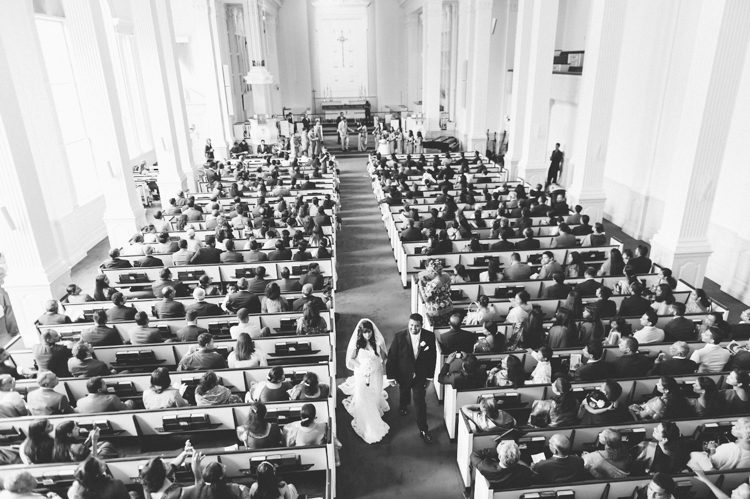 Wedding ceremony at the Haddonfield United Methodist Church. Captured by NJ wedding photographer Ben Lau.