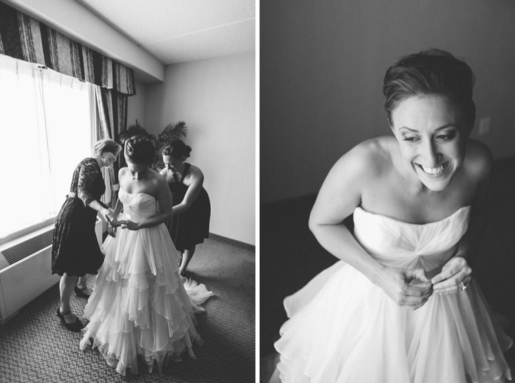 Bride preps on the morning of her Rock Island Country Club wedding in Sparta, NJ. Captured by Karis of Ben Lau Photography.