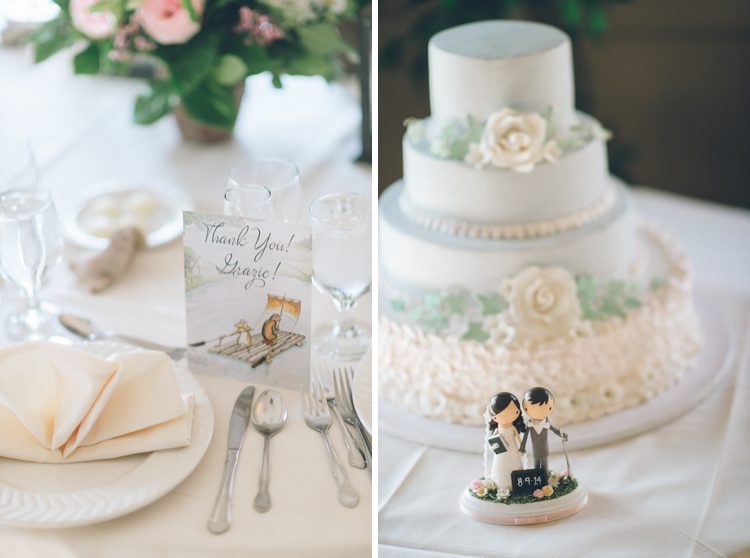 Wedding cake and wedding decor for a Patriot Hills wedding in Stony Point, NY. Captured by NYC wedding photographer Ben Lau Photography.