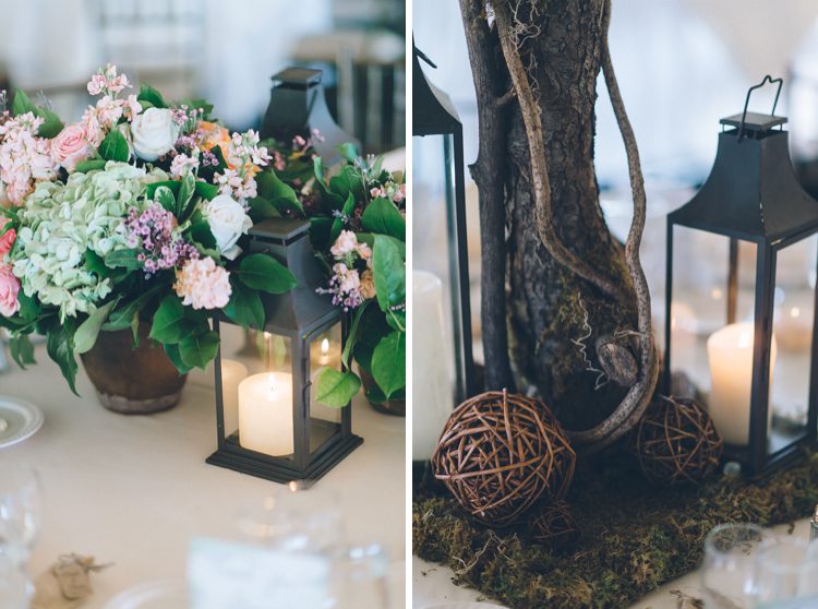 Wedding centerpieces and wedding decor for a Patriot Hills wedding in Stony Point, NY. Captured by NYC wedding photographer Ben Lau Photography.